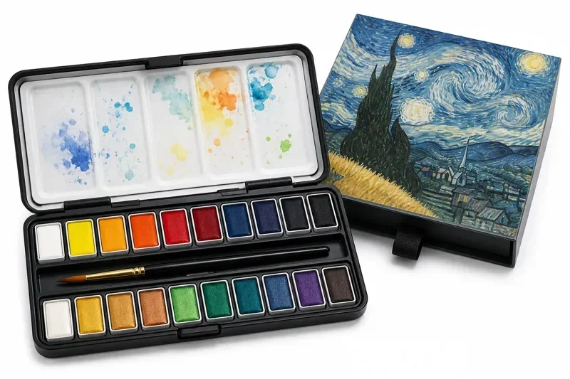 Van Gogh Watercolor Paint Set 12 Half Pans with Bonus Colors