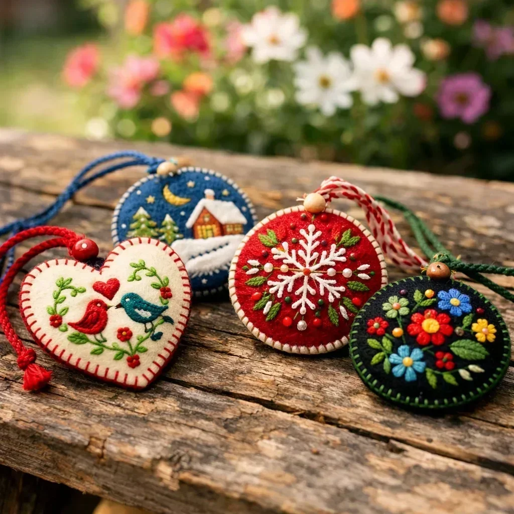 Embroidered Holiday Ornaments