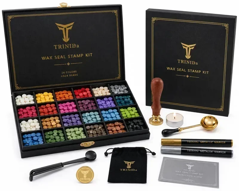 TRINIDa Wax Seal Stamp Kit with 24 Colors and 624 Beads