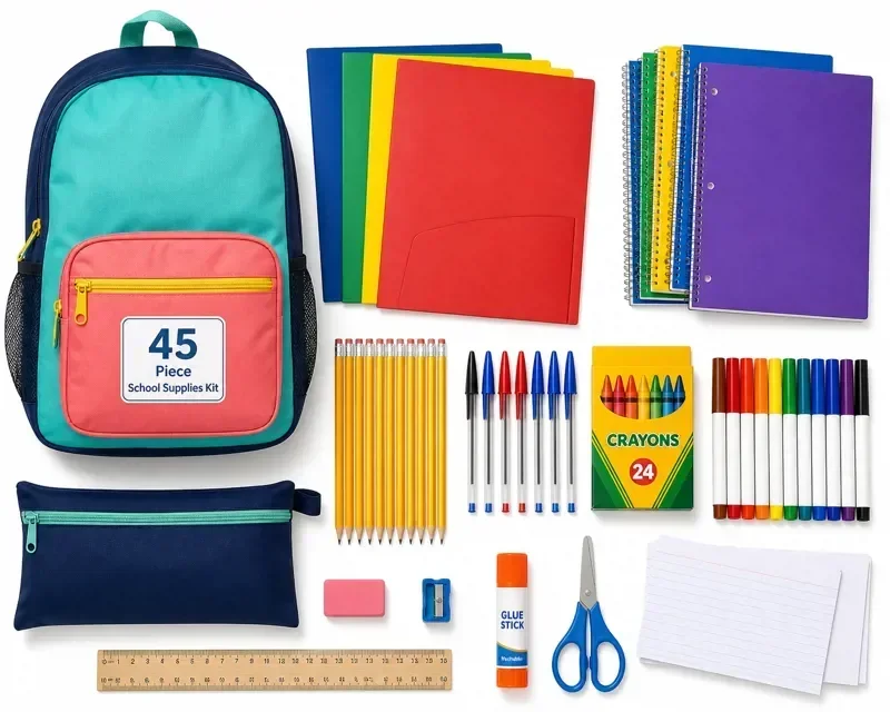 Trail maker 45-piece school supplies kit