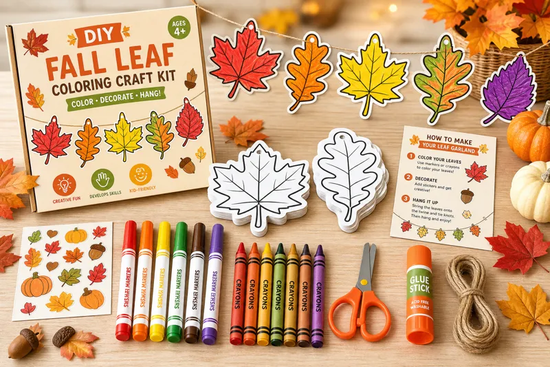 DIY fall leaf coloring craft kit for kids